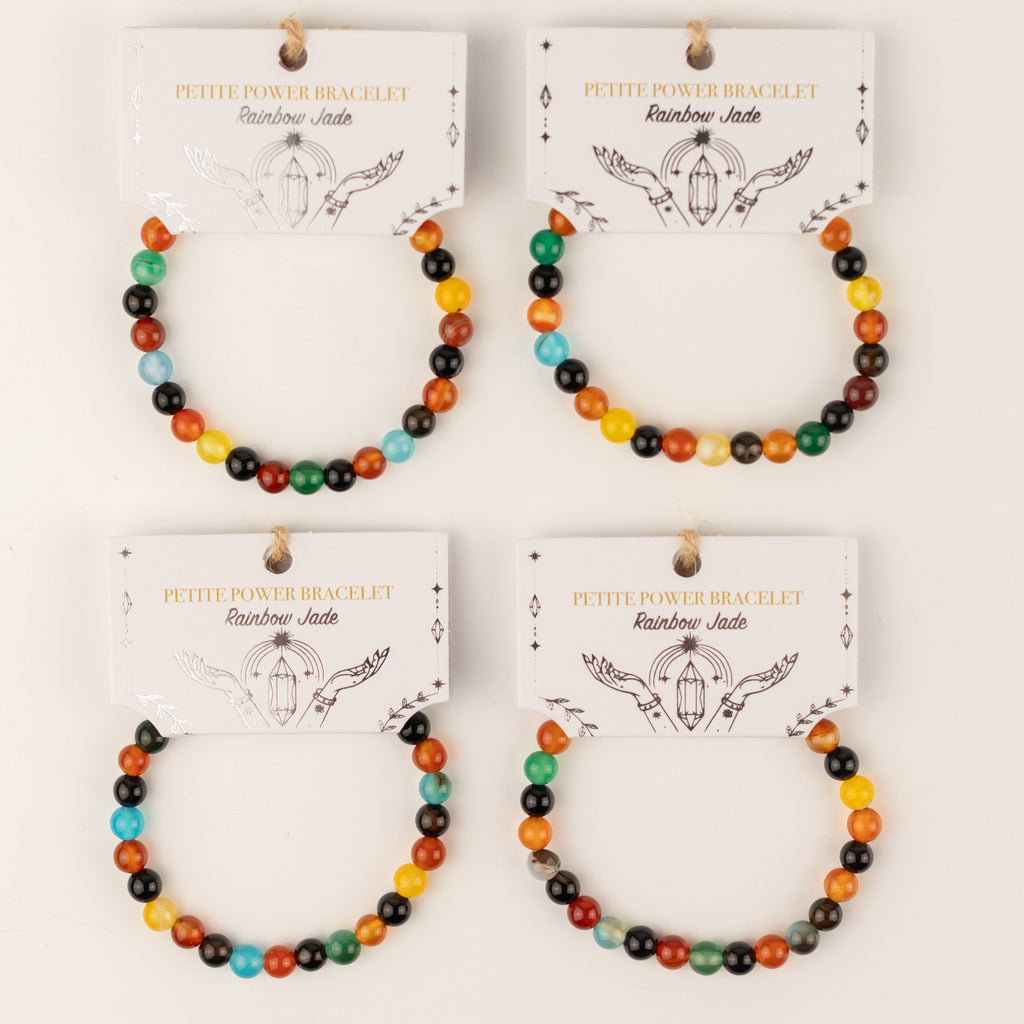 Petite Power Bracelet (17cmx6mm) - Rainbow Jade Gemstone Bracelets – 6mm Beads