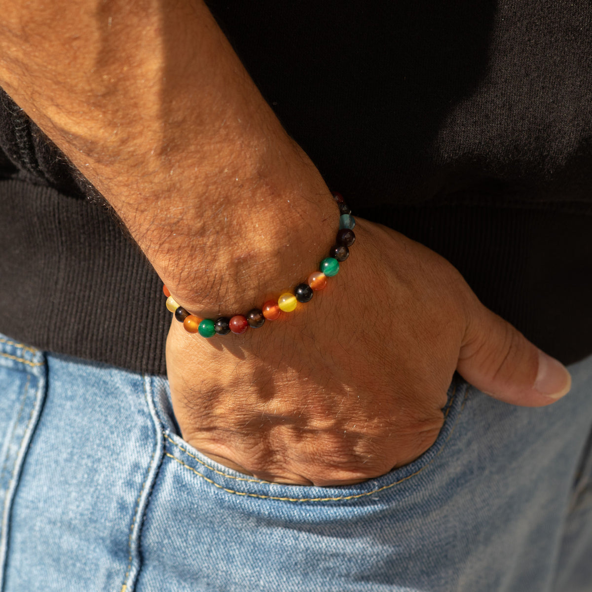 Petite Power Bracelet (17cmx6mm) - Rainbow Jade Gemstone Bracelets – 6mm Beads