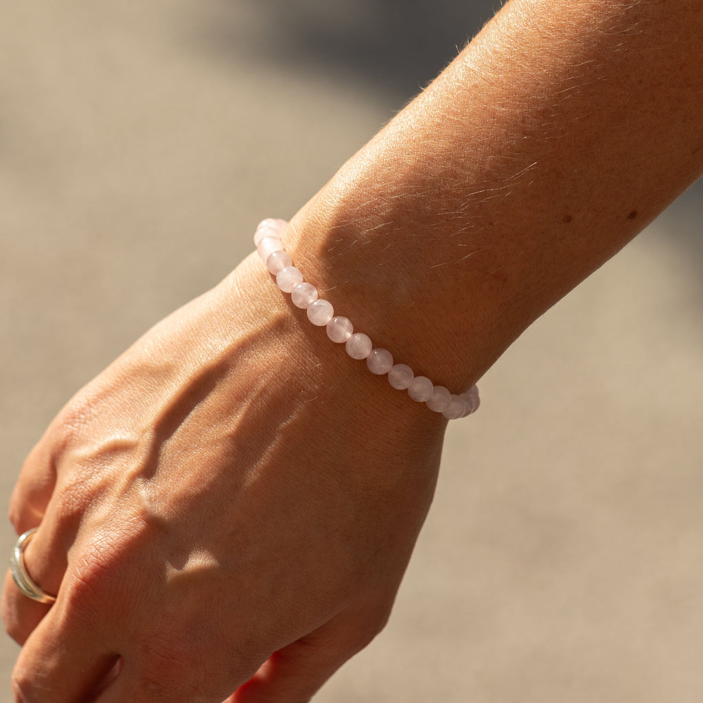 Petite Power Bracelet (17cmx6mm) - Rose Quartz Gemstone Bracelets – 6mm Beads