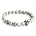 Pewter Skull / Grey Agate - Gemstone Bracelet Boho Bling Bracelets