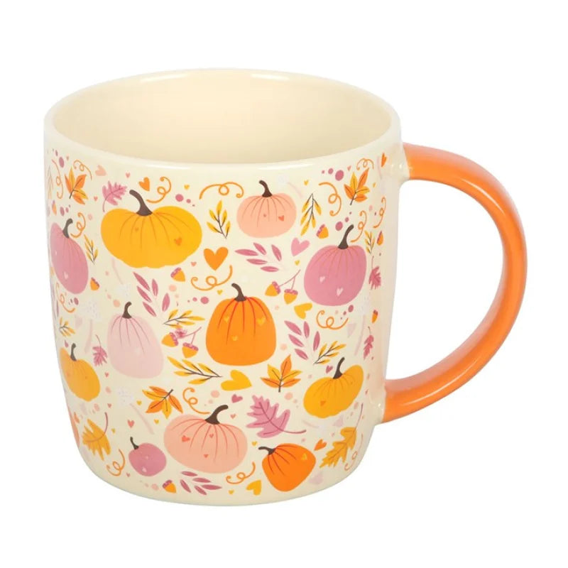 Pink and Orange Pumpkin Print Mug