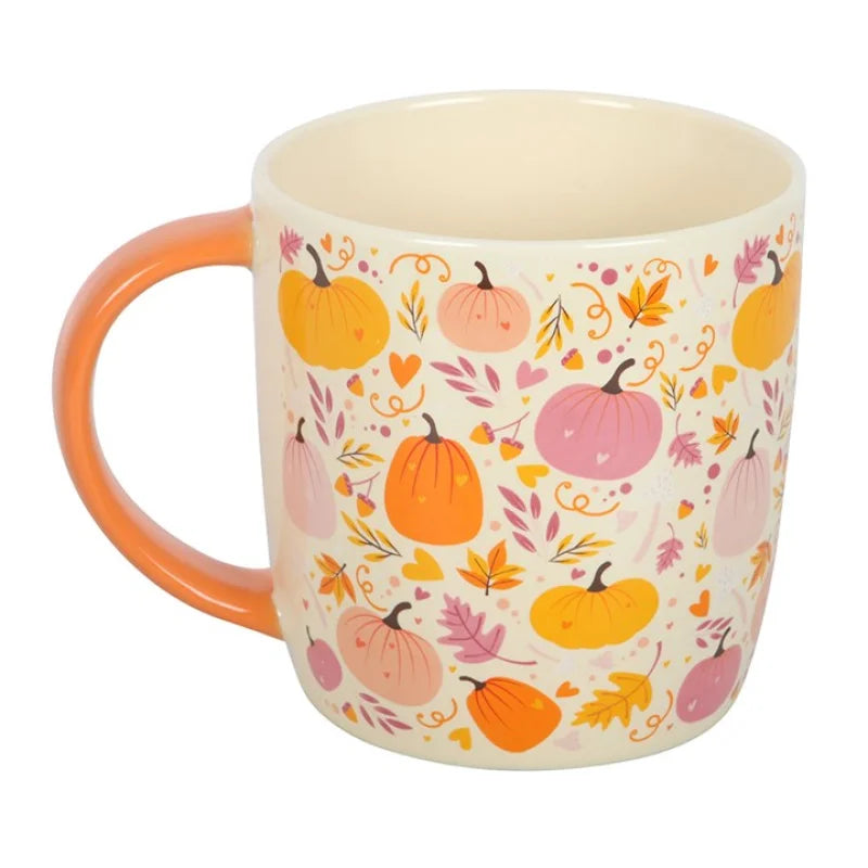 Pink and Orange Pumpkin Print Mug