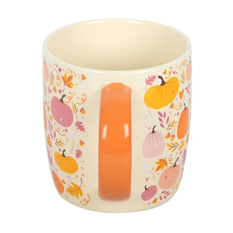 Pink and Orange Pumpkin Print Mug