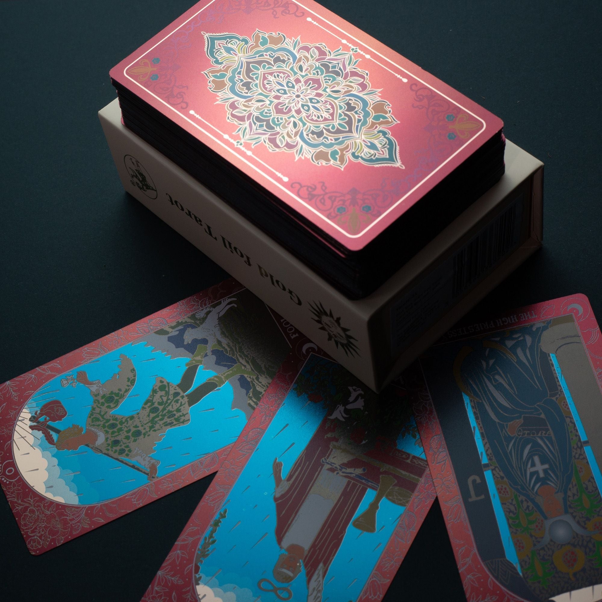 Pink Box Ruby Foil Tarot Card Gift Set - with booklet Cards & Reading Cloths