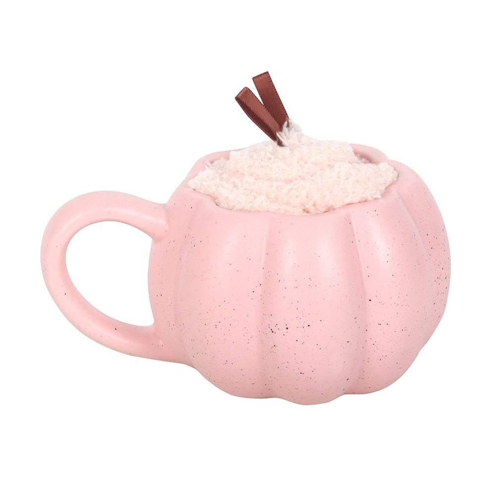 Pink Pumpkin Mug and Socks Set