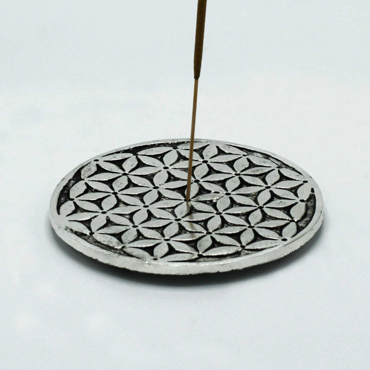 Polished Aluminium Flower of Life Incense Holder 11cm Handcrafted Holders
