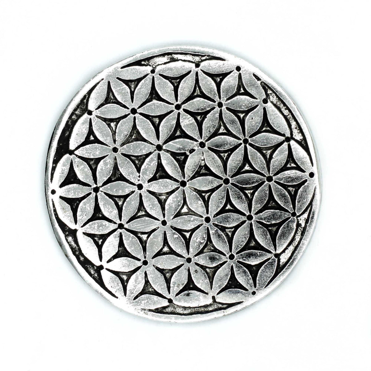 Polished Aluminium Flower of Life Incense Holder 11cm Handcrafted Holders