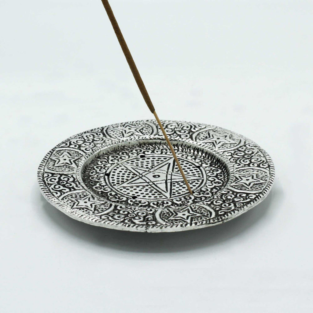Polished Aluminium Pentagram Incense Holder 11.5cm Handcrafted Holders