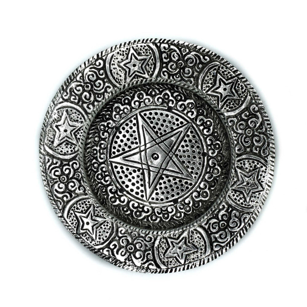 Polished Aluminium Pentagram Incense Holder 11.5cm Handcrafted Holders