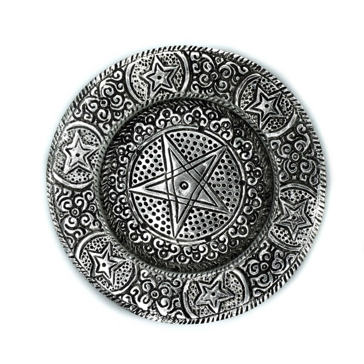 Polished Aluminium Pentagram Incense Holder 11.5cm Handcrafted Holders
