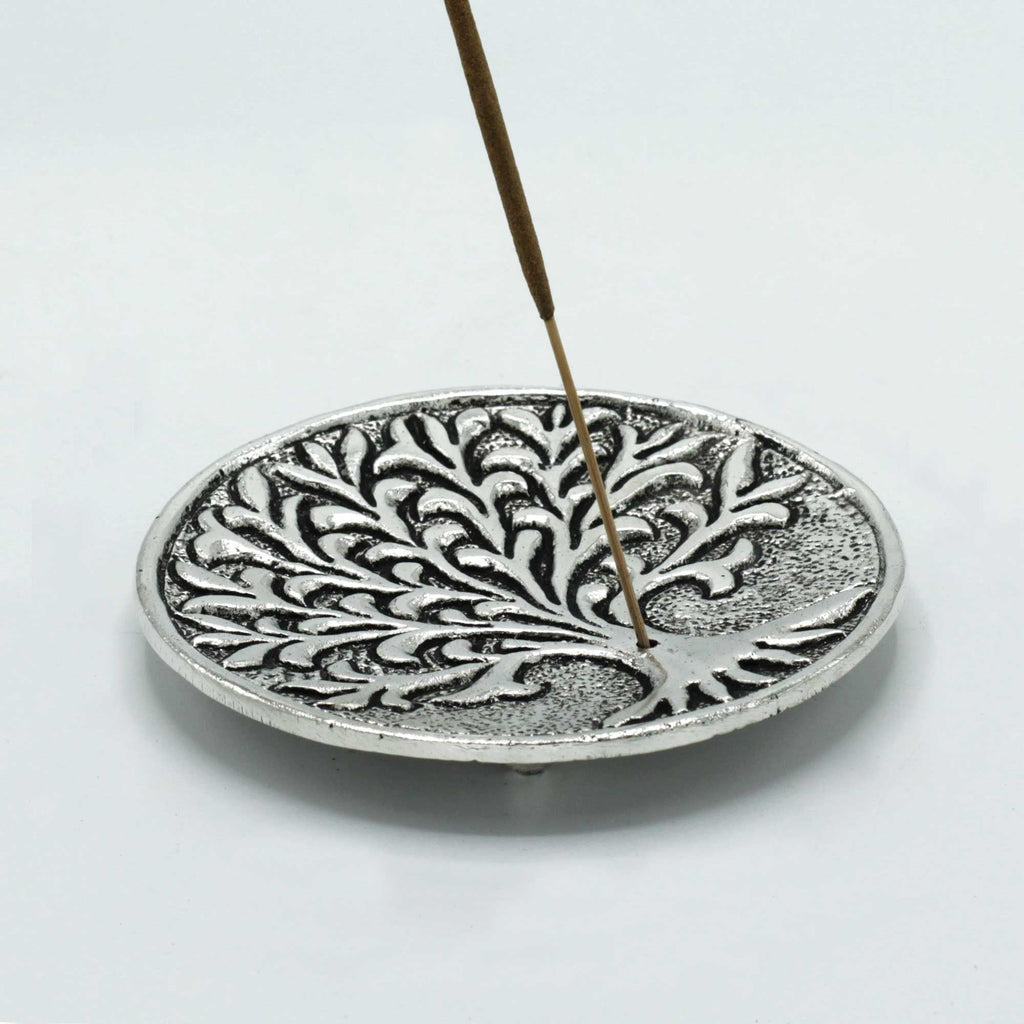 Polished Aluminium Tree of Life Incense Holder 10cm Handcrafted Holders