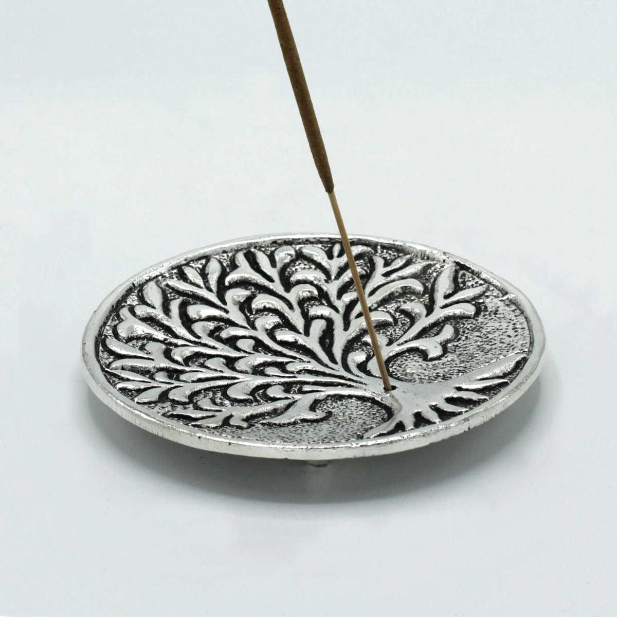 Polished Aluminium Tree of Life Incense Holder 10cm Handcrafted Holders