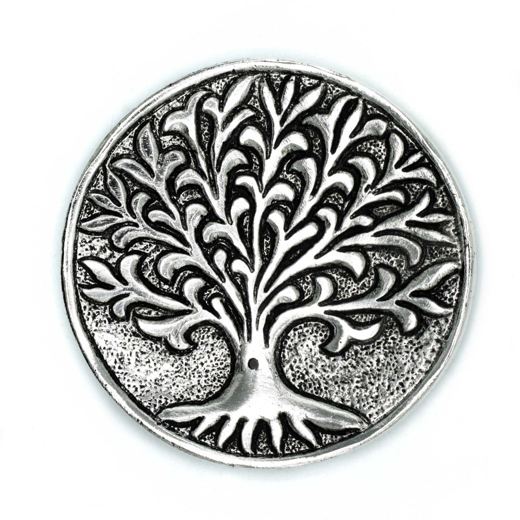 Polished Aluminium Tree of Life Incense Holder 10cm Handcrafted Holders