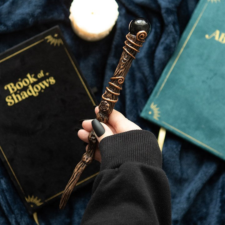 Protection Black Obsidian Crystal  Wand with Pouch From Witch, Please!