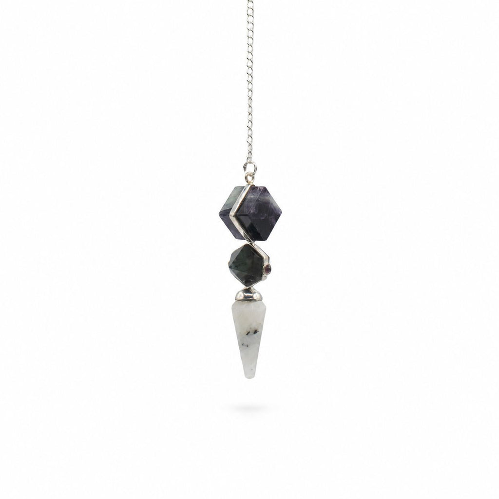 Psychic Gateway Edition - Three Piece Pendulum - Multi Fluorite - Labradorite - Rainbow Moonstone Special Gemstone