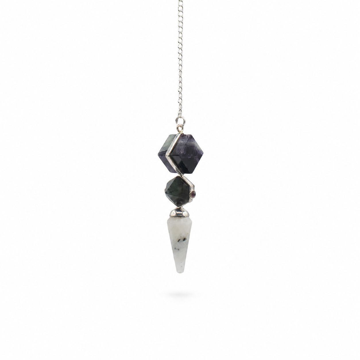 Psychic Gateway Edition - Three Piece Pendulum - Multi Fluorite - Labradorite - Rainbow Moonstone Special Gemstone