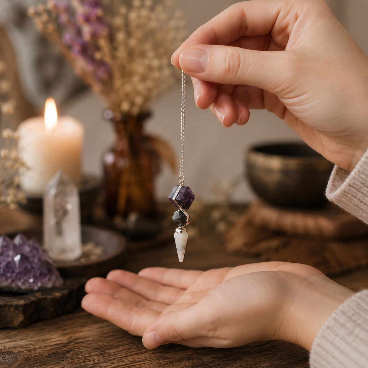 Psychic Gateway Edition - Three Piece Pendulum - Multi Fluorite - Labradorite - Rainbow Moonstone Special Gemstone