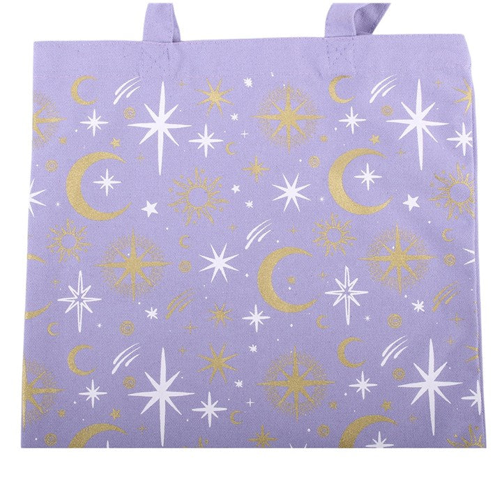 Purple Celestial Print Tote Bag