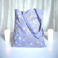 Purple Celestial Print Tote Bag