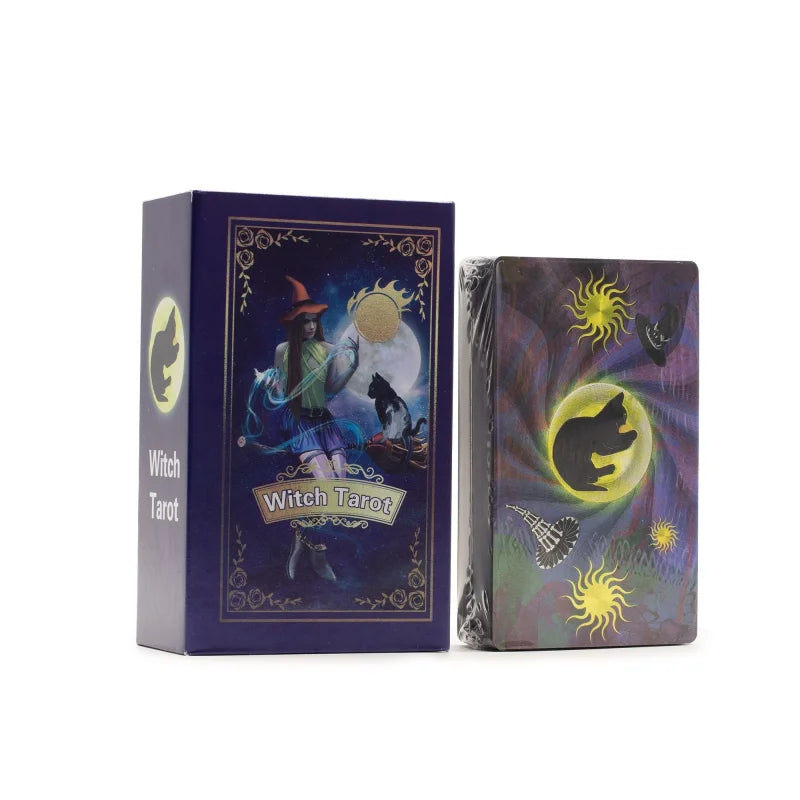 Purple Foil Tarot Card Set - Witch - with booklet Cards & Reading Cloths