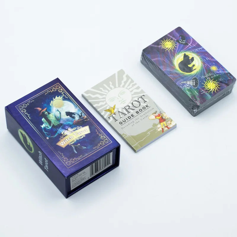 Purple Foil Tarot Card Set - Witch - with booklet Cards & Reading Cloths
