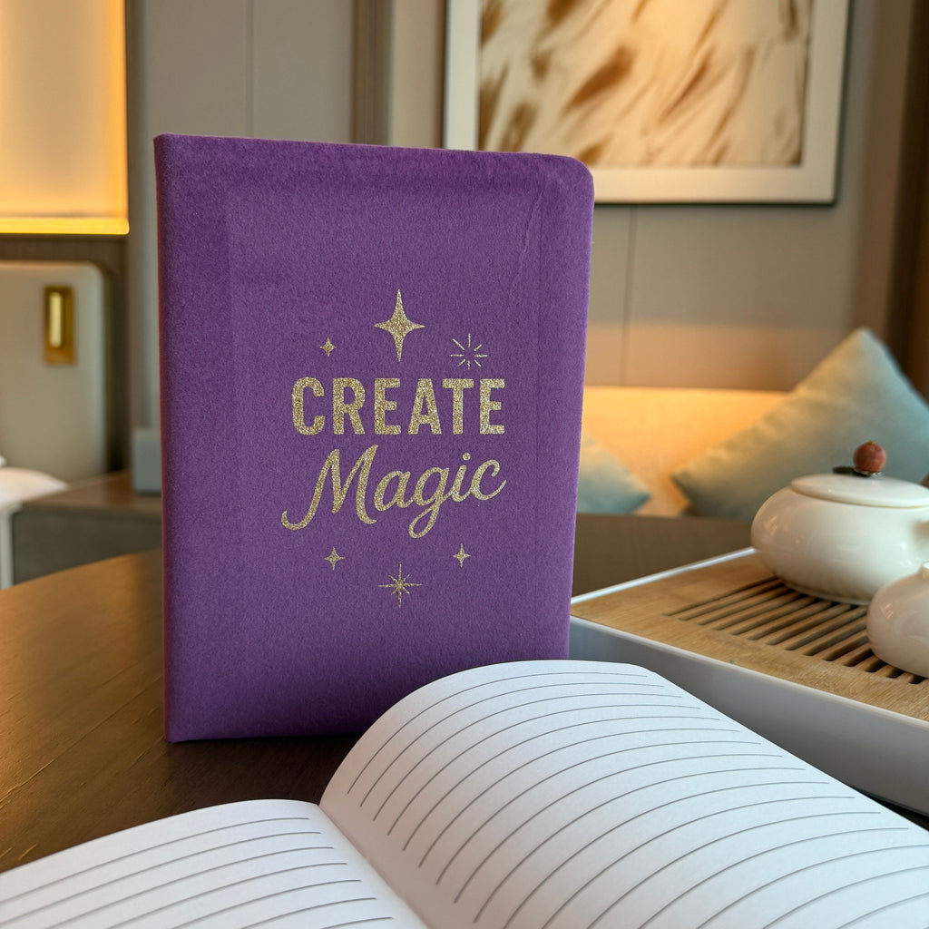 Purple Velvet Notebook - 80 pages - Create Magic Wellness & Gratitude Notebooks