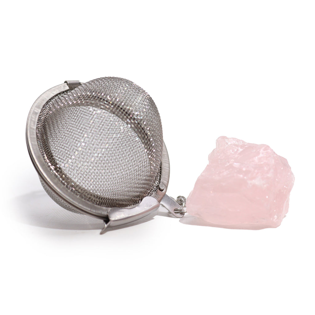 Raw Crystal Gemstone Tea Strainer - Rose Quartz From Witch, Please!