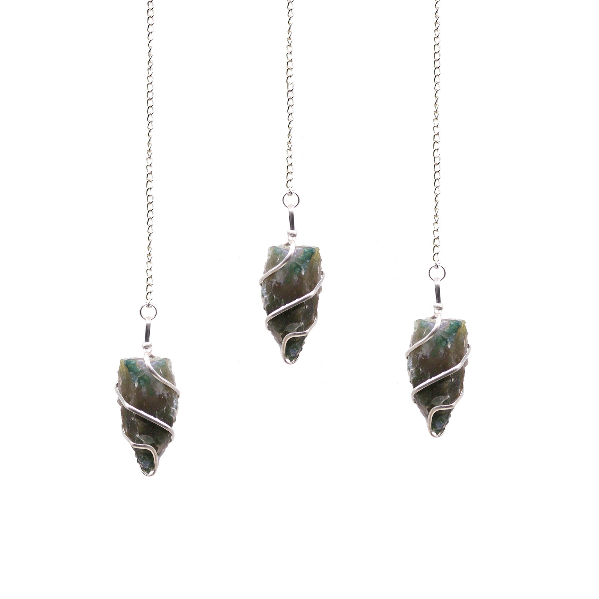 Raw Gemstone Pendulum - Moss Agate From Witch, Please!