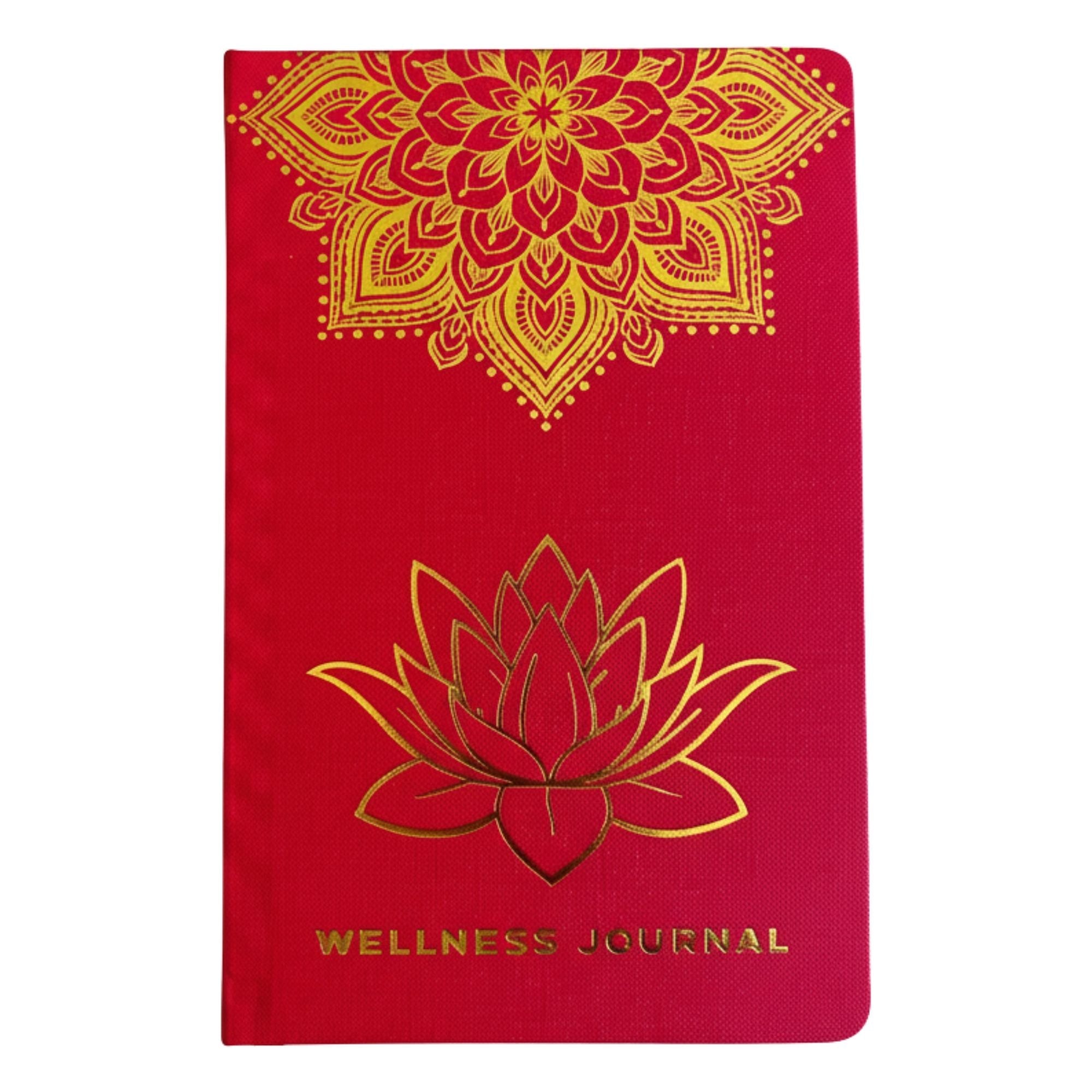 Red Wellness Journal - 120 pages - Golden Mandala and Lotus & Gratitude Notebooks