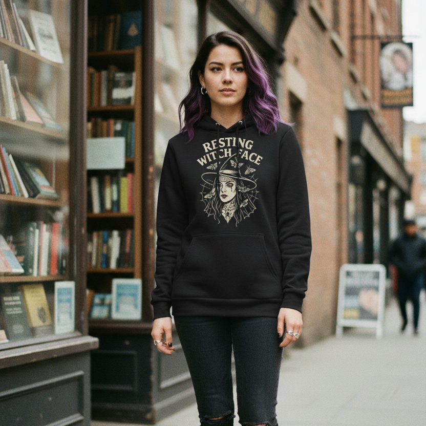 Resting Witch Face Hoodie - Heavy Blend Cotton