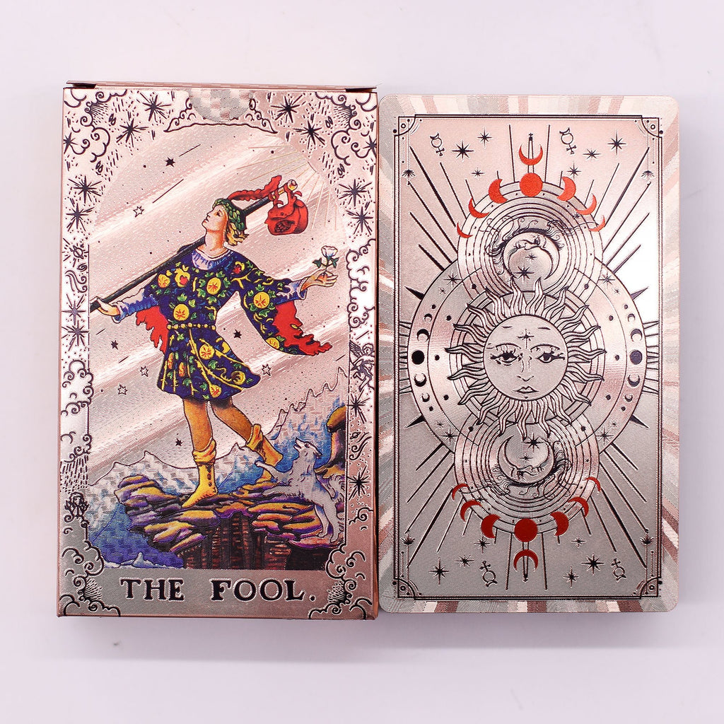 Rose Gold Foil Tarot Card Set - Moon Phase - with booklet Cards & Reading Cloths