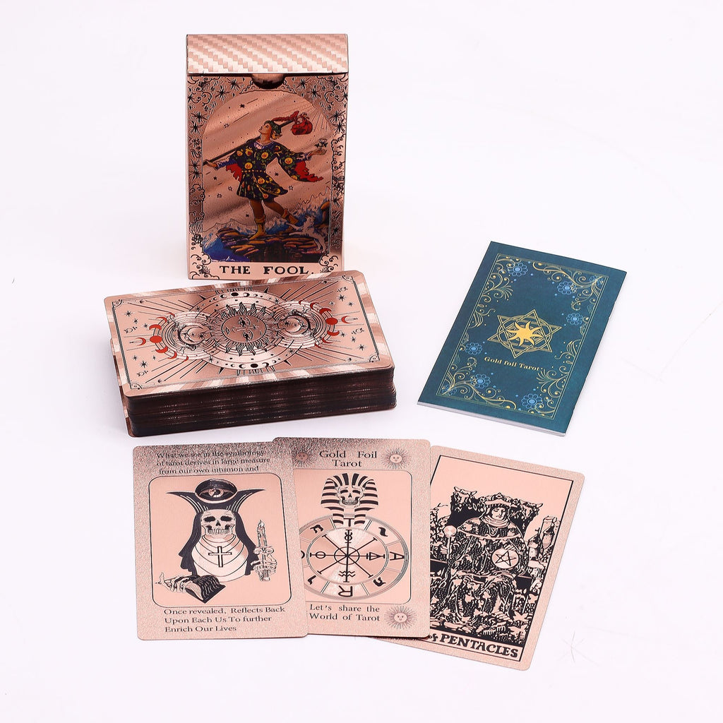 Rose Gold Foil Tarot Card Set - Moon Phase - with booklet Cards & Reading Cloths