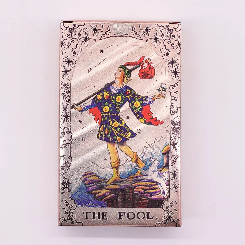 Rose Gold Foil Tarot Card Set - Moon Phase - with booklet Cards & Reading Cloths