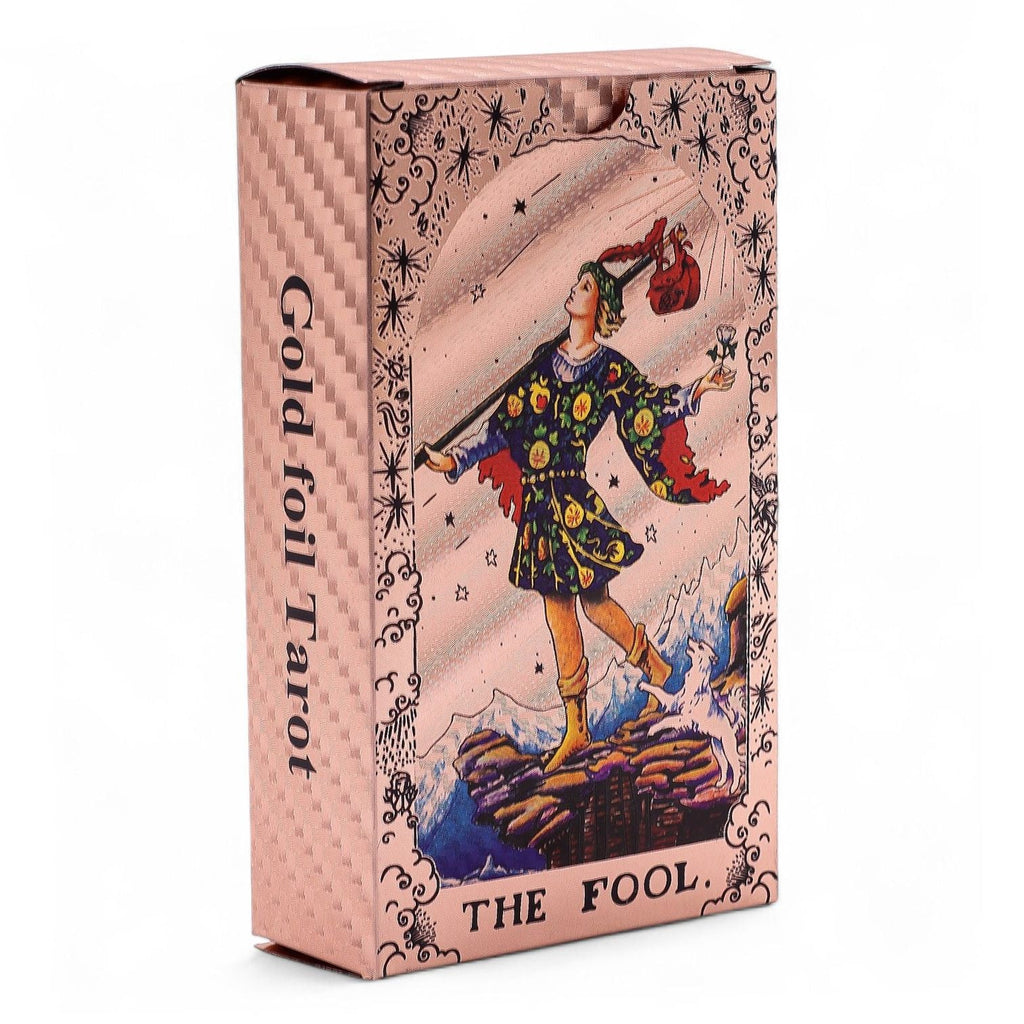 Rose Gold Foil Tarot Card Set - Moon Phase - with booklet Cards & Reading Cloths