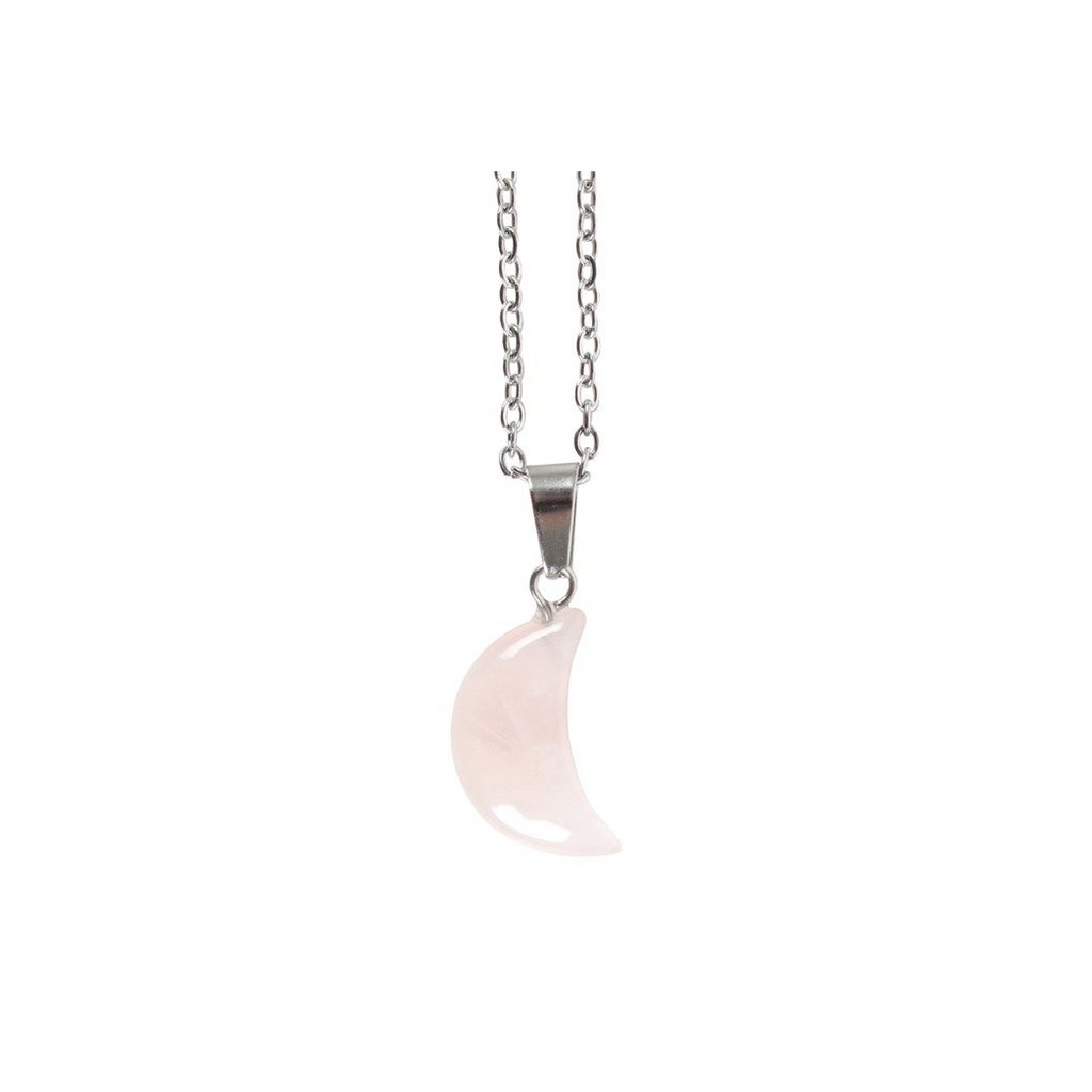 Rose Quartz Crystal Moon Necklace on Greeting Card From Witch, Please!