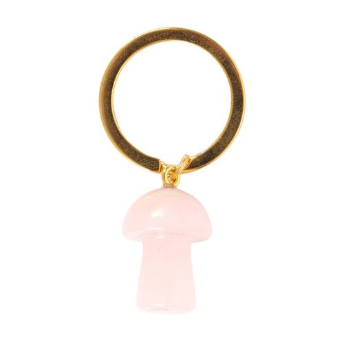 Rose Quartz Crystal Mushroom Keyring From Witch, Please!