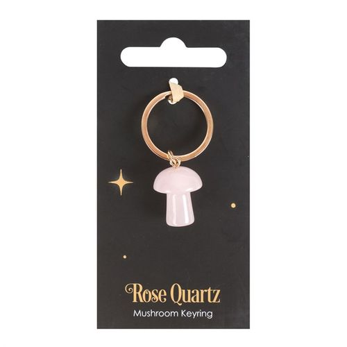 Rose Quartz Crystal Mushroom Keyring From Witch, Please!