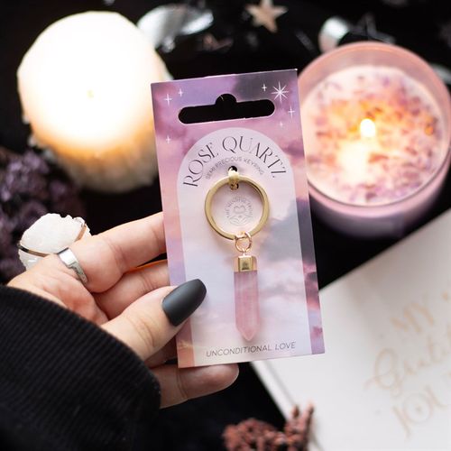 Rose Quartz Semi Precious Crystal Keyring From Witch, Please!