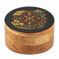 Round Enamelled Box - Compass of Life Ceramic Glazed Wooden Boxes