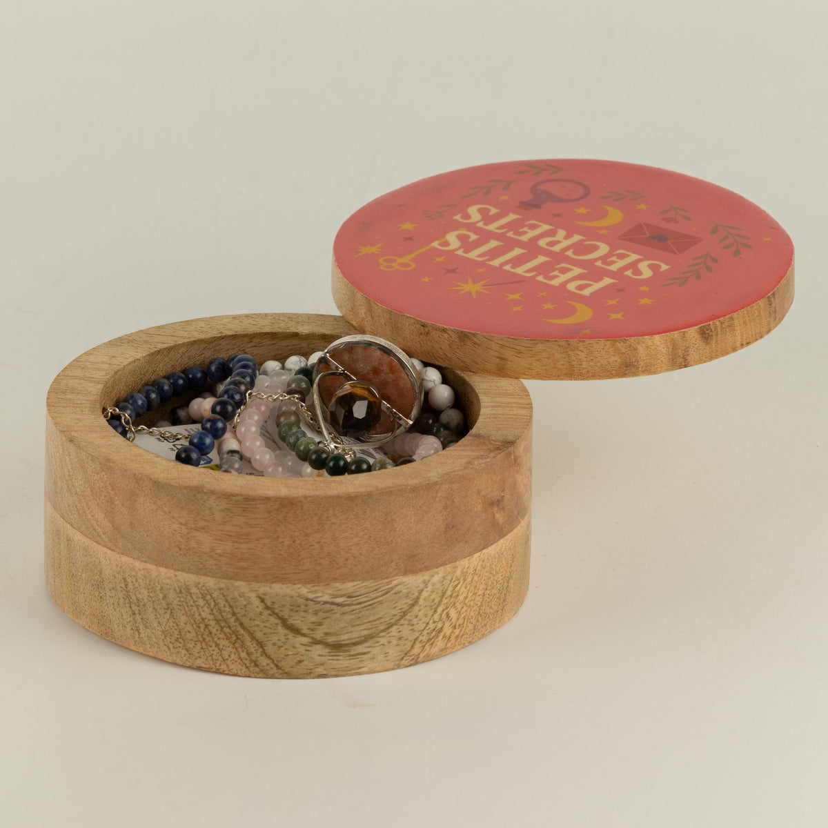 Round Enamelled Box - Petite Secrets Ceramic Glazed Wooden Boxes