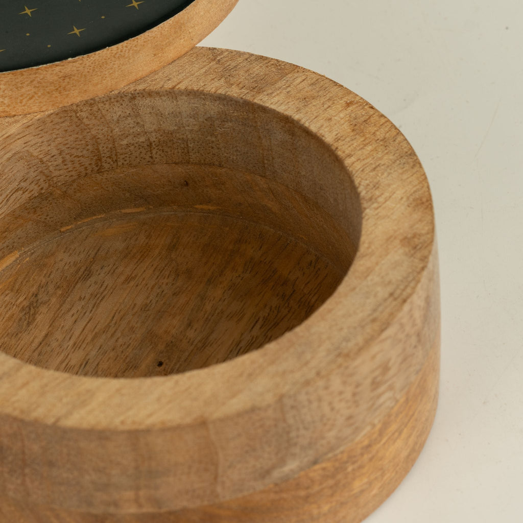 Round Enamelled Box - Stay Wild Moon Child Ceramic Glazed Wooden Boxes