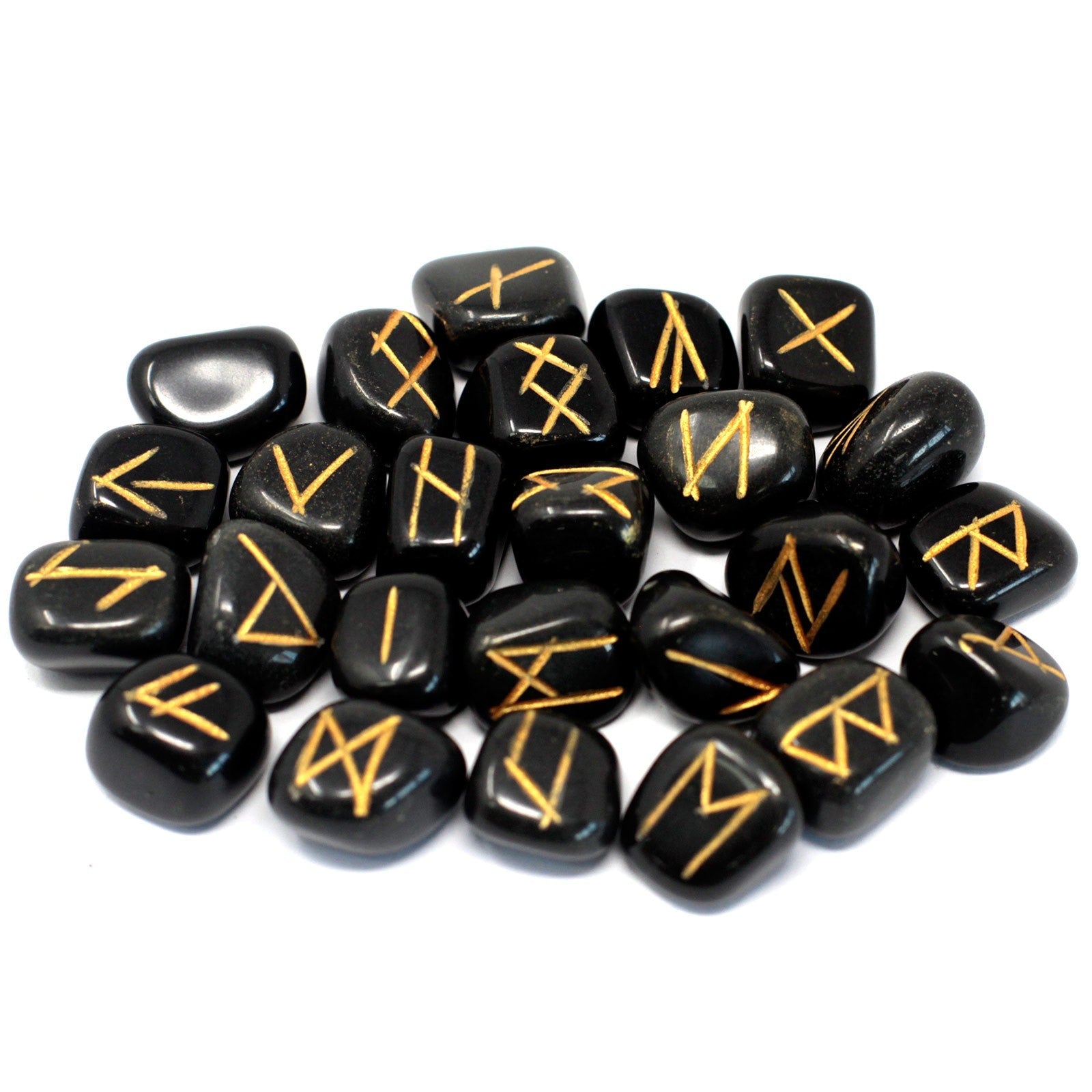 Runes Stone Set in Pouch - Black Agate From Witch, Please!