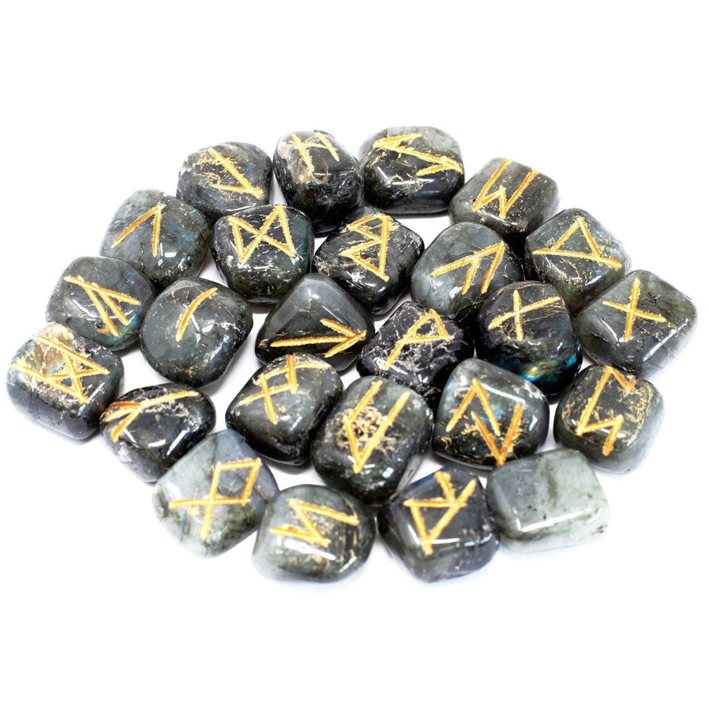 Runes Stone Set in Pouch - Labradorite From Witch, Please!
