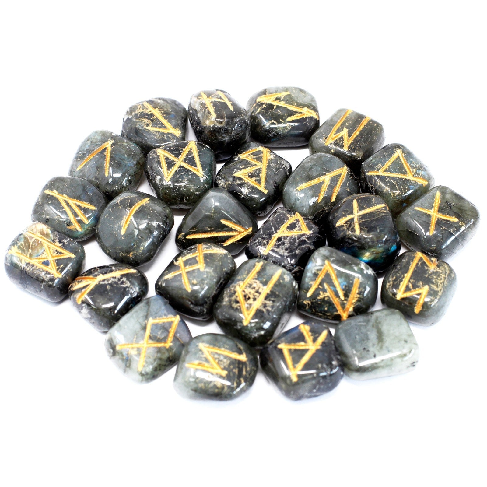 Runes Stone Set in Pouch - Labradorite From Witch, Please!