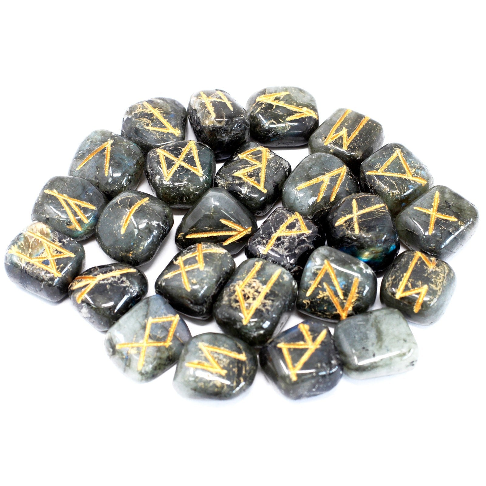 Runes Stone Set in Pouch - Labradorite From Witch, Please!