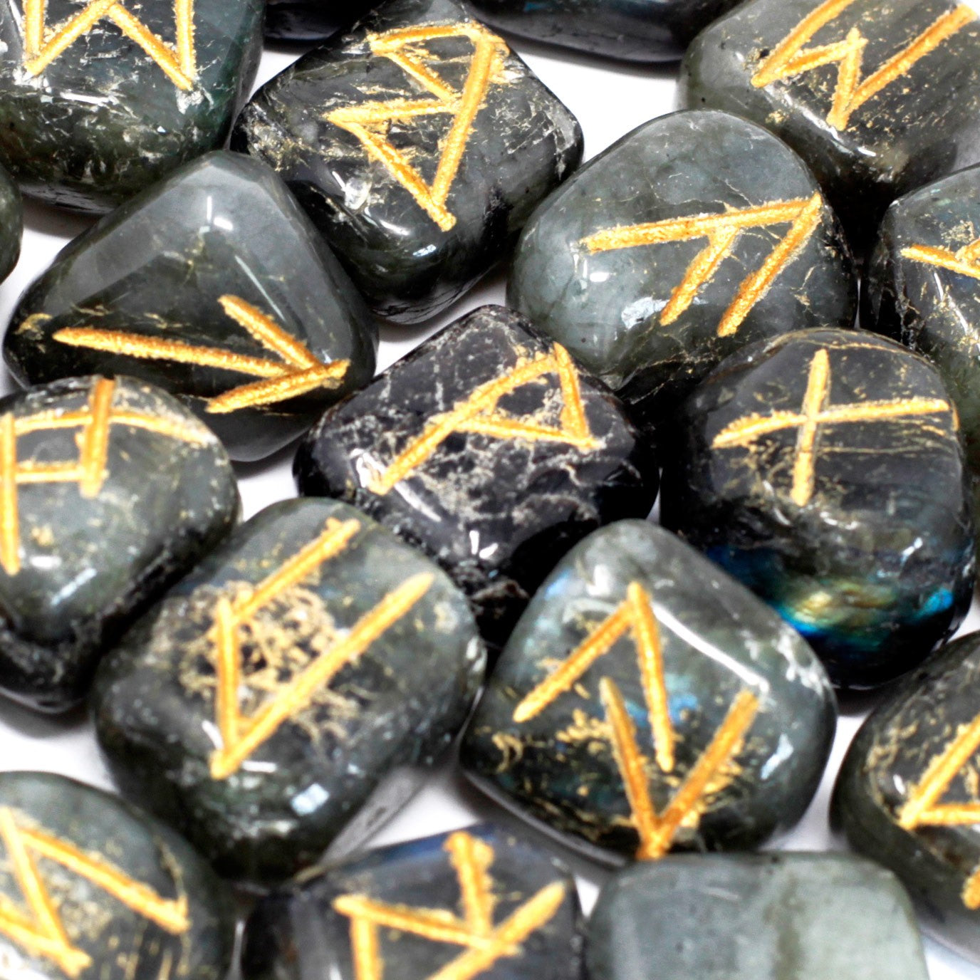 Runes Stone Set in Pouch - Labradorite From Witch, Please!