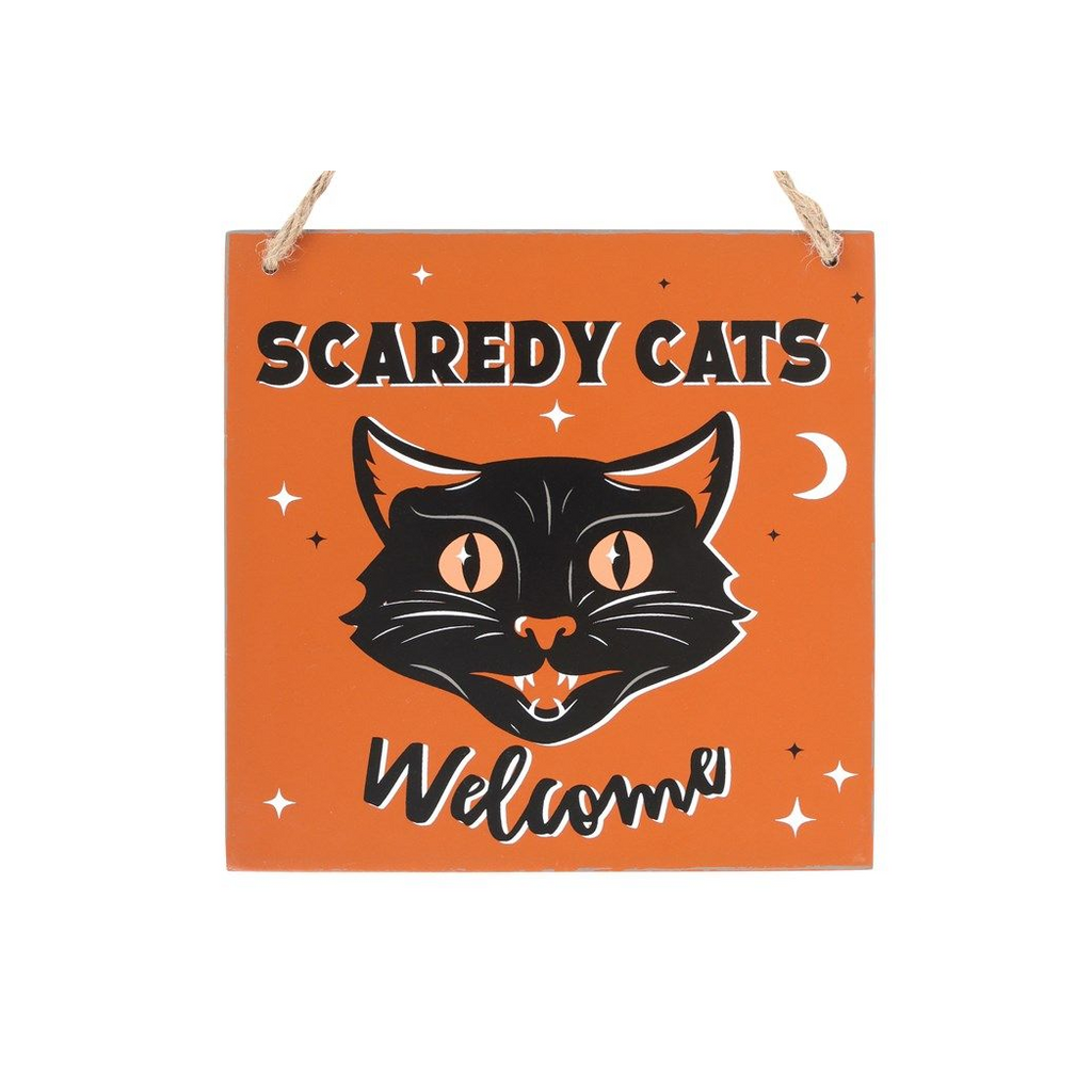 Scaredy Cats Welcome Hanging Sign From Witch, Please!