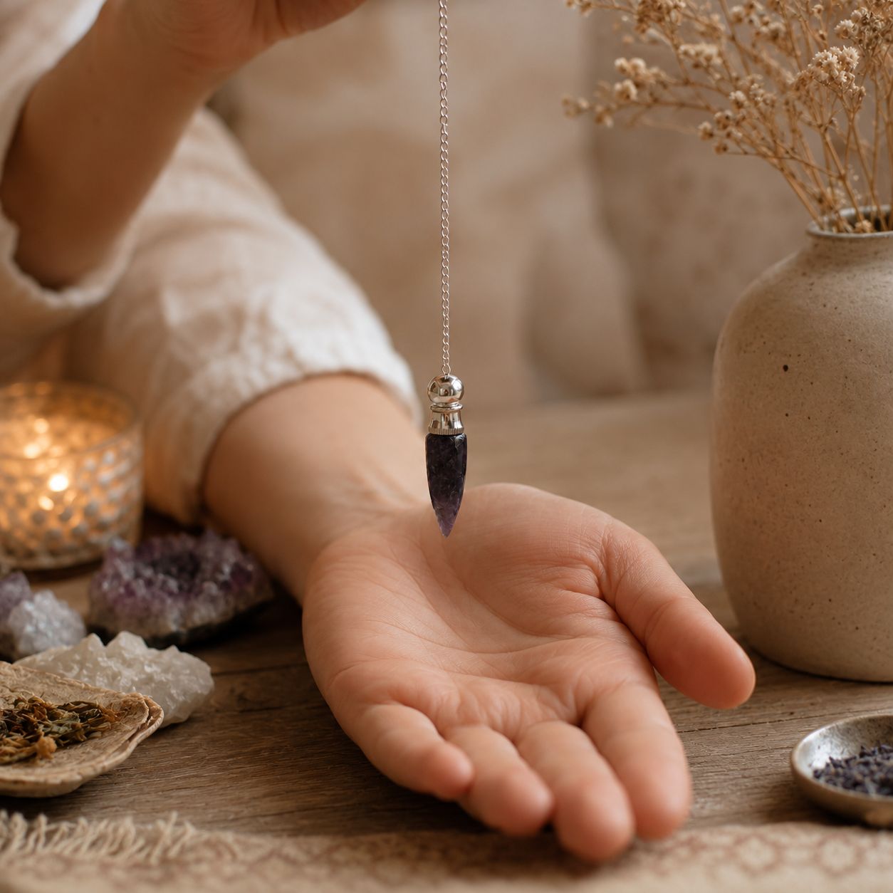 Secret Cavity Discovery of Truth Pendulum - Amethyst - Silver Plated Special Gemstone Pendulums