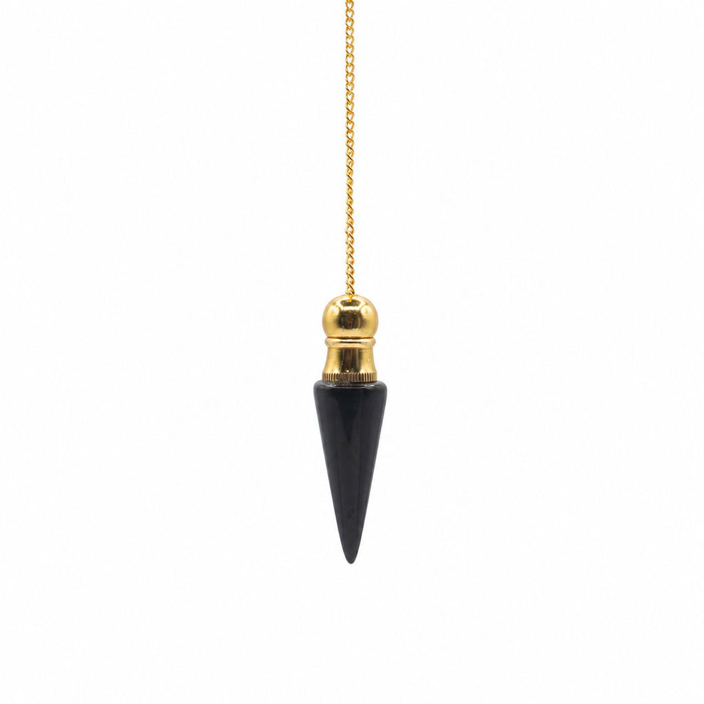 Secret Cavity Discovery of Truth Pendulum - Black Agate - Gold Plated Special Gemstone Pendulums