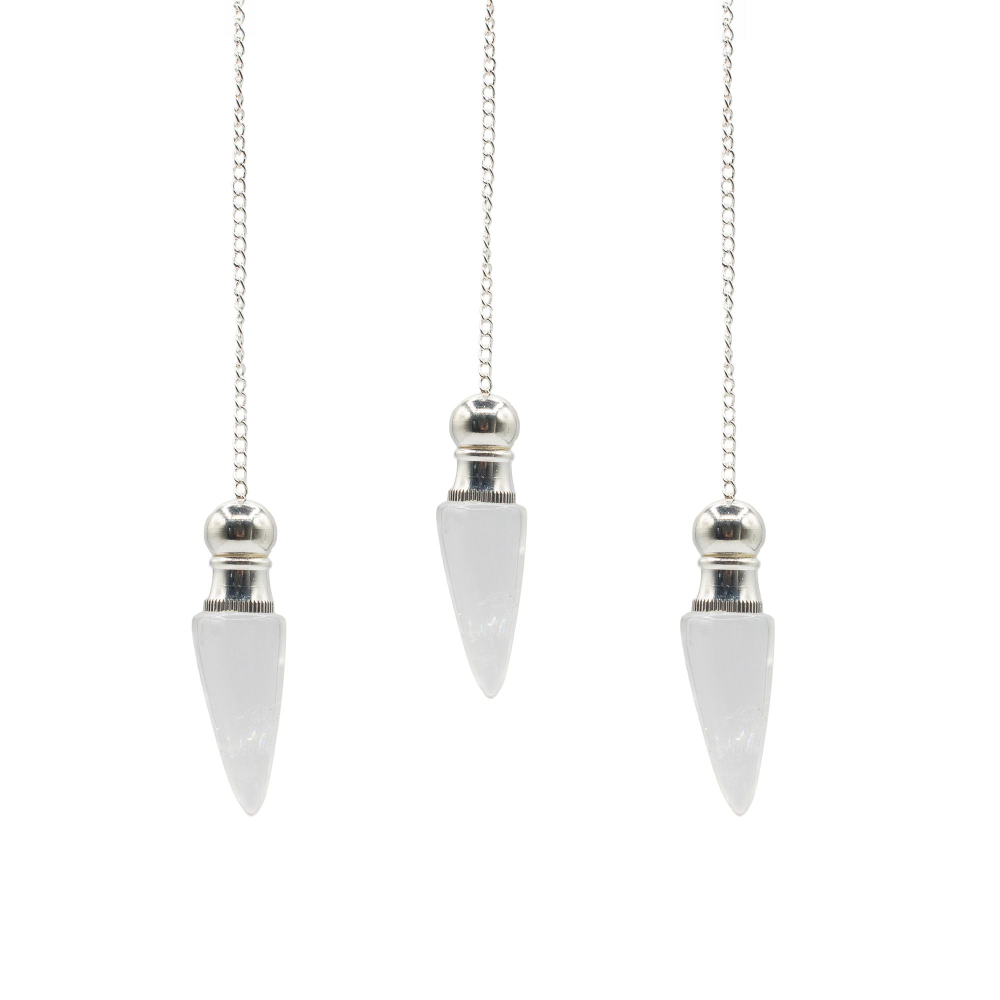 Secret Cavity Discovery of Truth Pendulum - Clear Quartz - Silver Plated Special Gemstone Pendulums